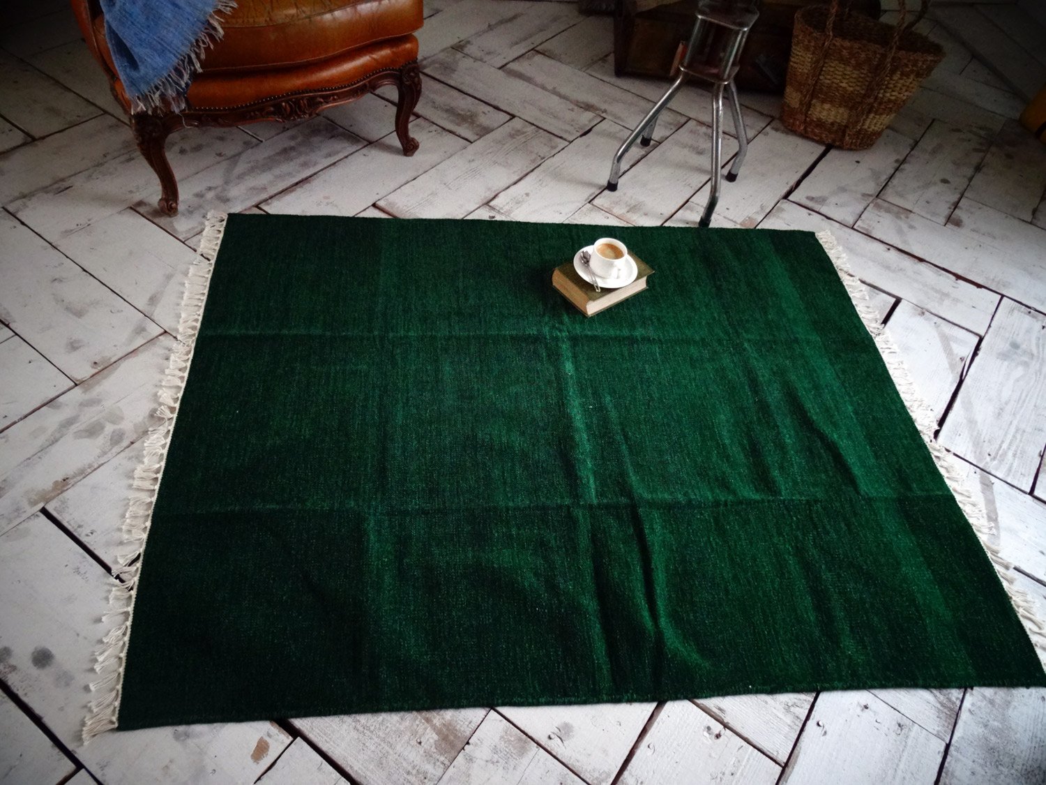 Amazon | 北欧ティスト モダンラグ 『 アース 』 グリーン (深緑)150